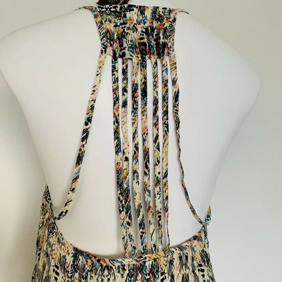 PLANET Blue Bohemian feather summer top beige XSMALL sleeveless flowy NEW - Picture 9 of 11